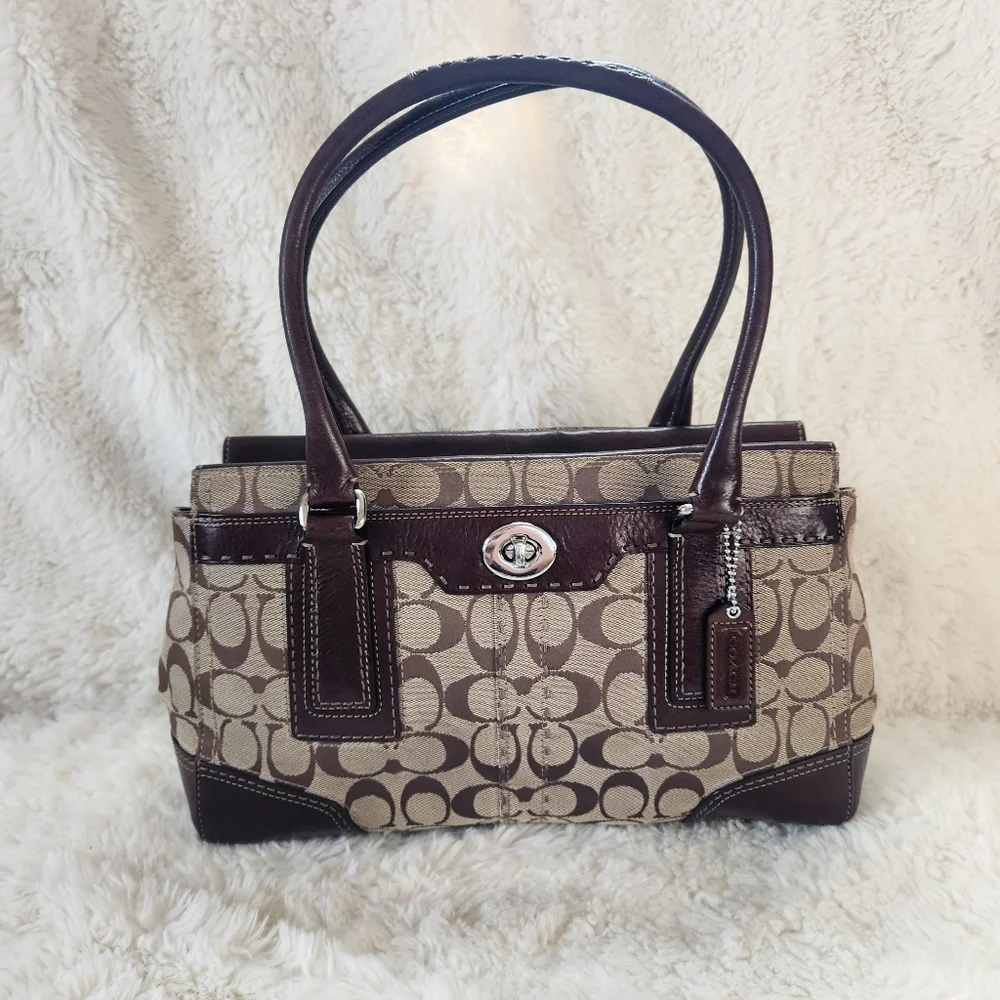 Coach Brown Signature Hampton Satchel Vintage Y2K - Picture 2 of 15